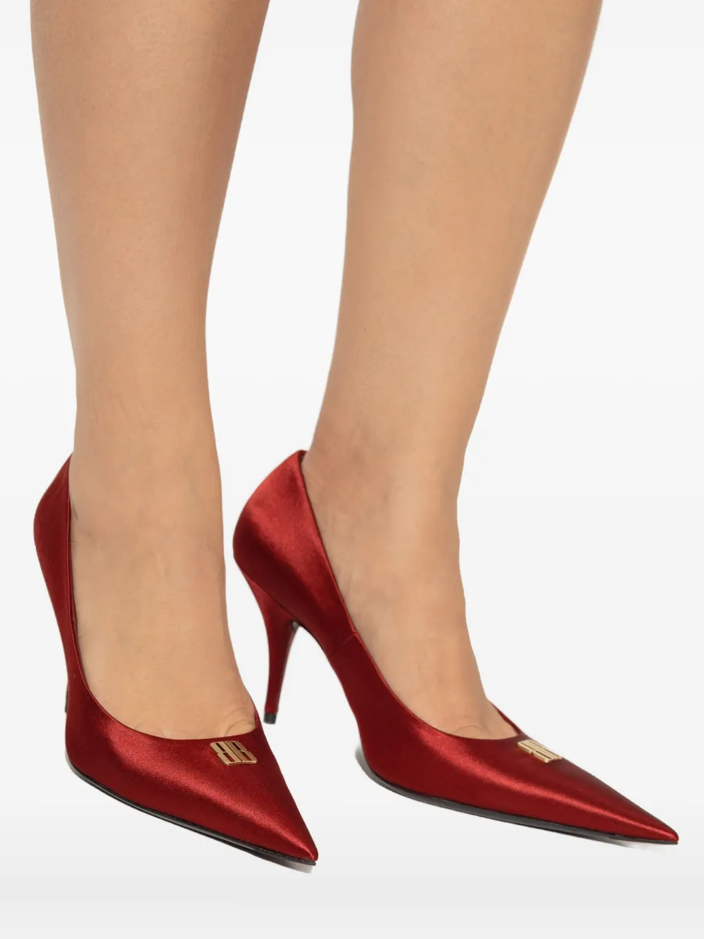 Balenciaga Avenue Bb Satin Pumps In Red