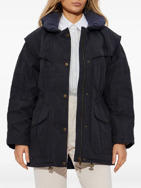 marant Etoile フード付きジャケット MARANT ÉTOILE Damone Hooded Buttoned Coat | Black | FARFETCH
