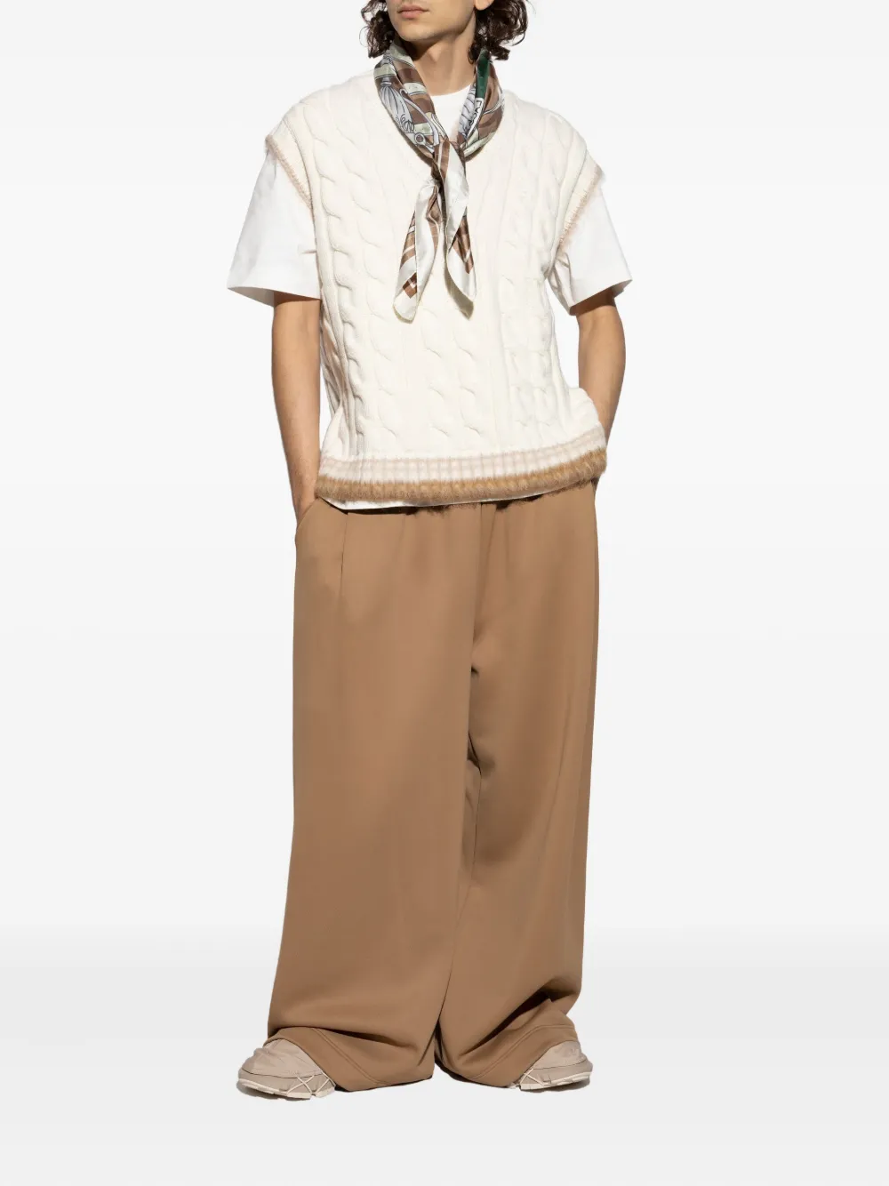 Lacoste cable-knit vest - Wit