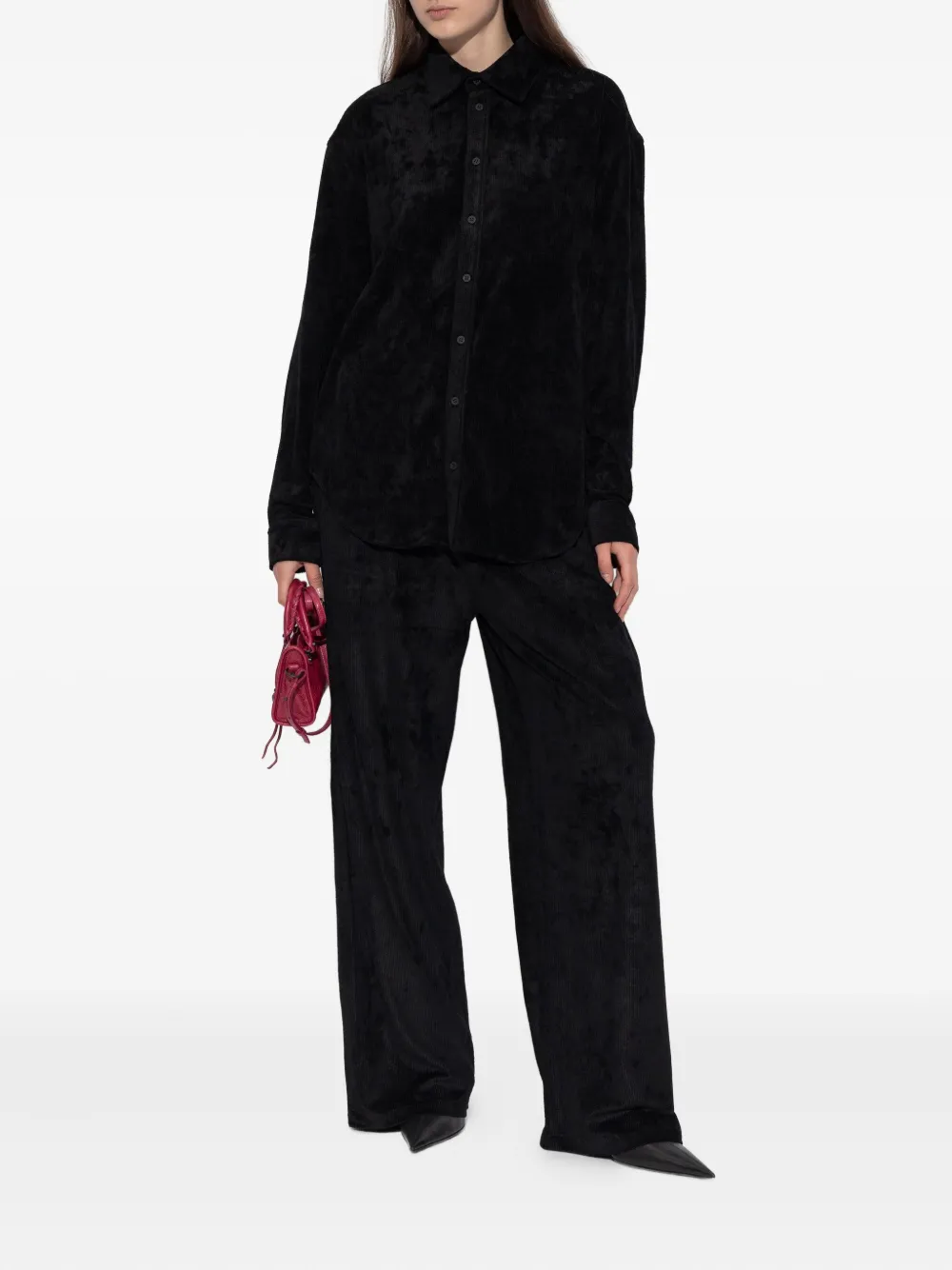 Balenciaga Blouse met fluwelen-effect Zwart