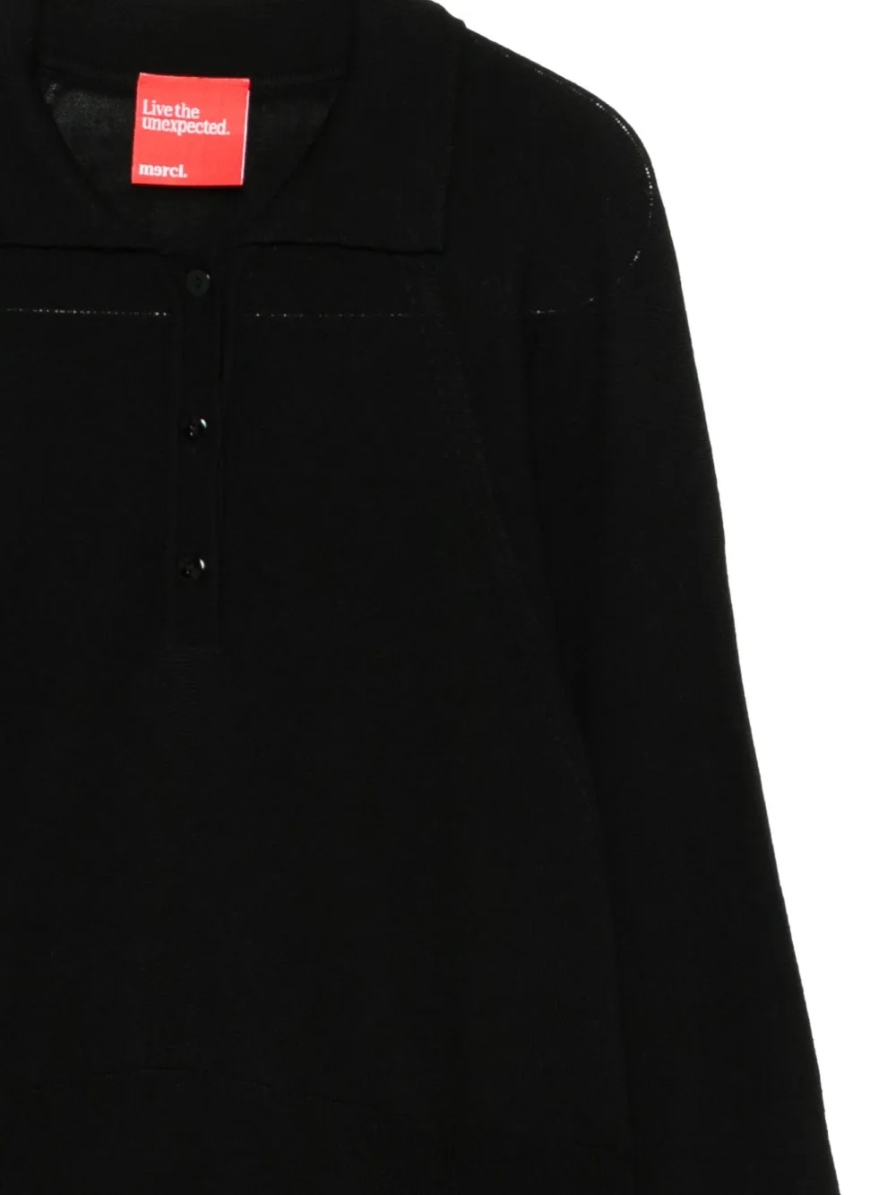 Merci Buttoned Polo Top In Black