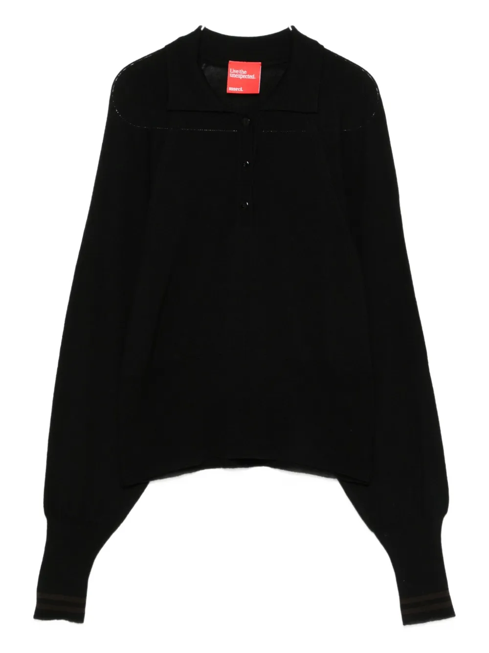 Merci Buttoned Polo Top In Black