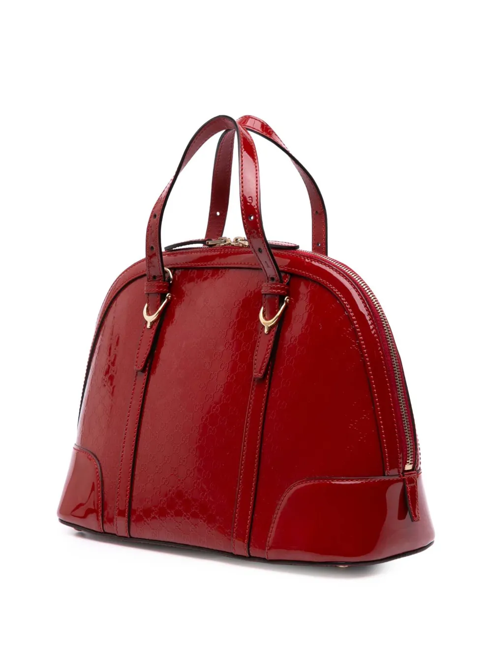 Pre-owned Gucci 2016-2025 Medium Microssima Patent Nice Dome Satchel In Red