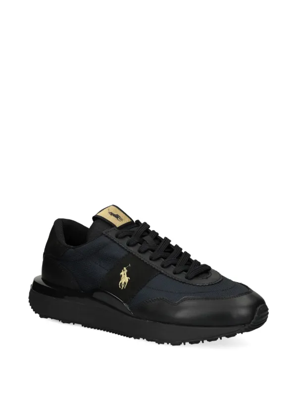 ralph lauren black leather trainers