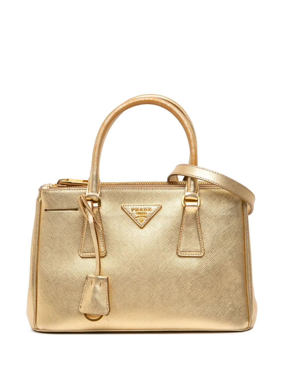 Prada Pre-Owned 2010-2025 Small Metallic Saffiano Lux Galleria Double Prada Pre-Owned 2010-2025 Small Metallic Saffiano Lux Galleria Double