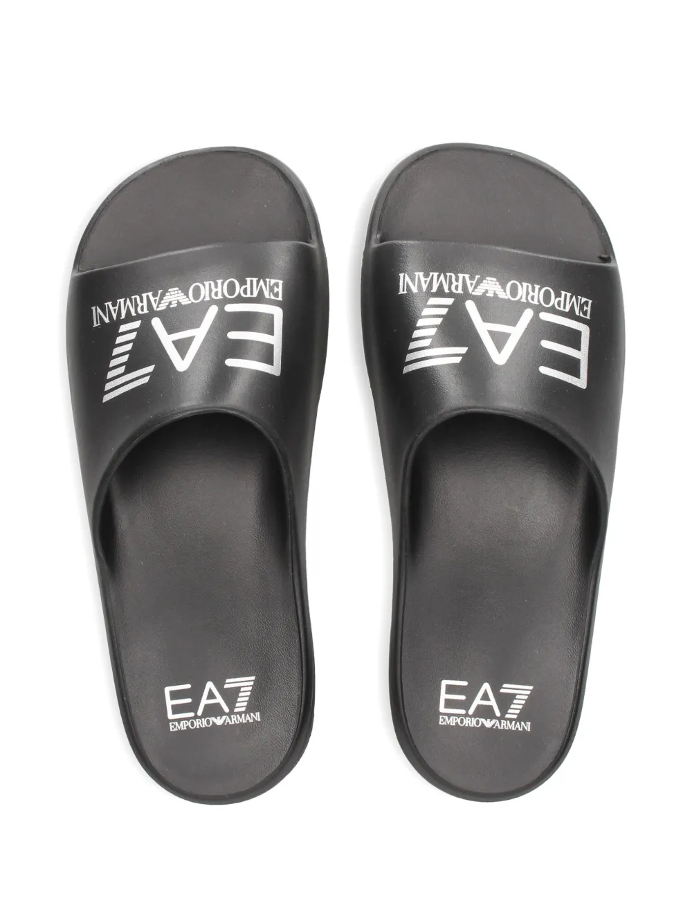 Ea7 Emporio Armani Slippers met logo Zwart