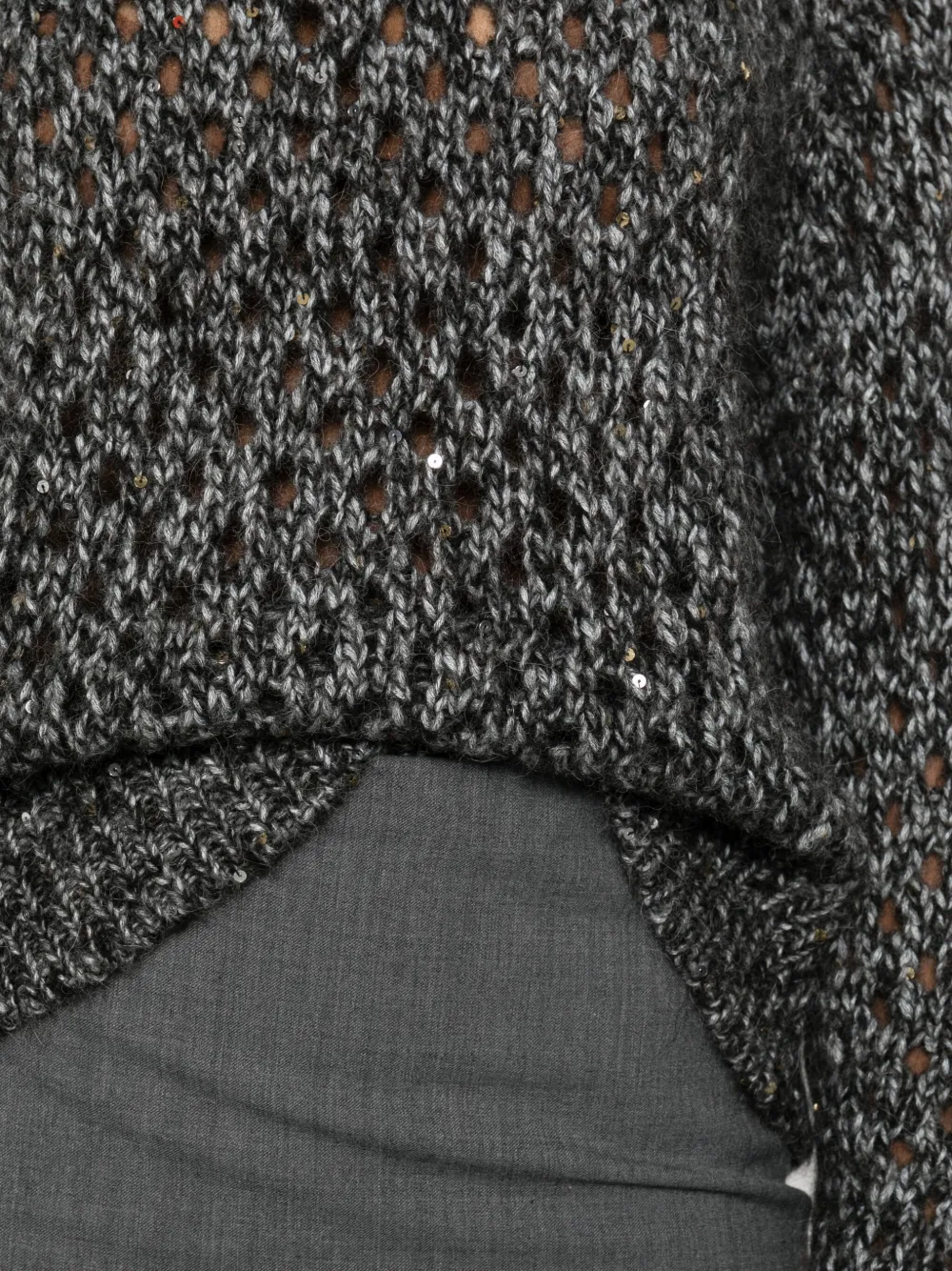 Jucca Sequin-embellished Crew-neck Top In Gray