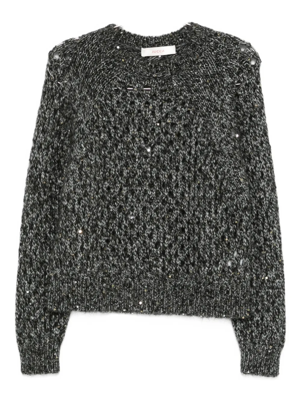 Jucca Sequin-embellished Crew-neck Top In Gray
