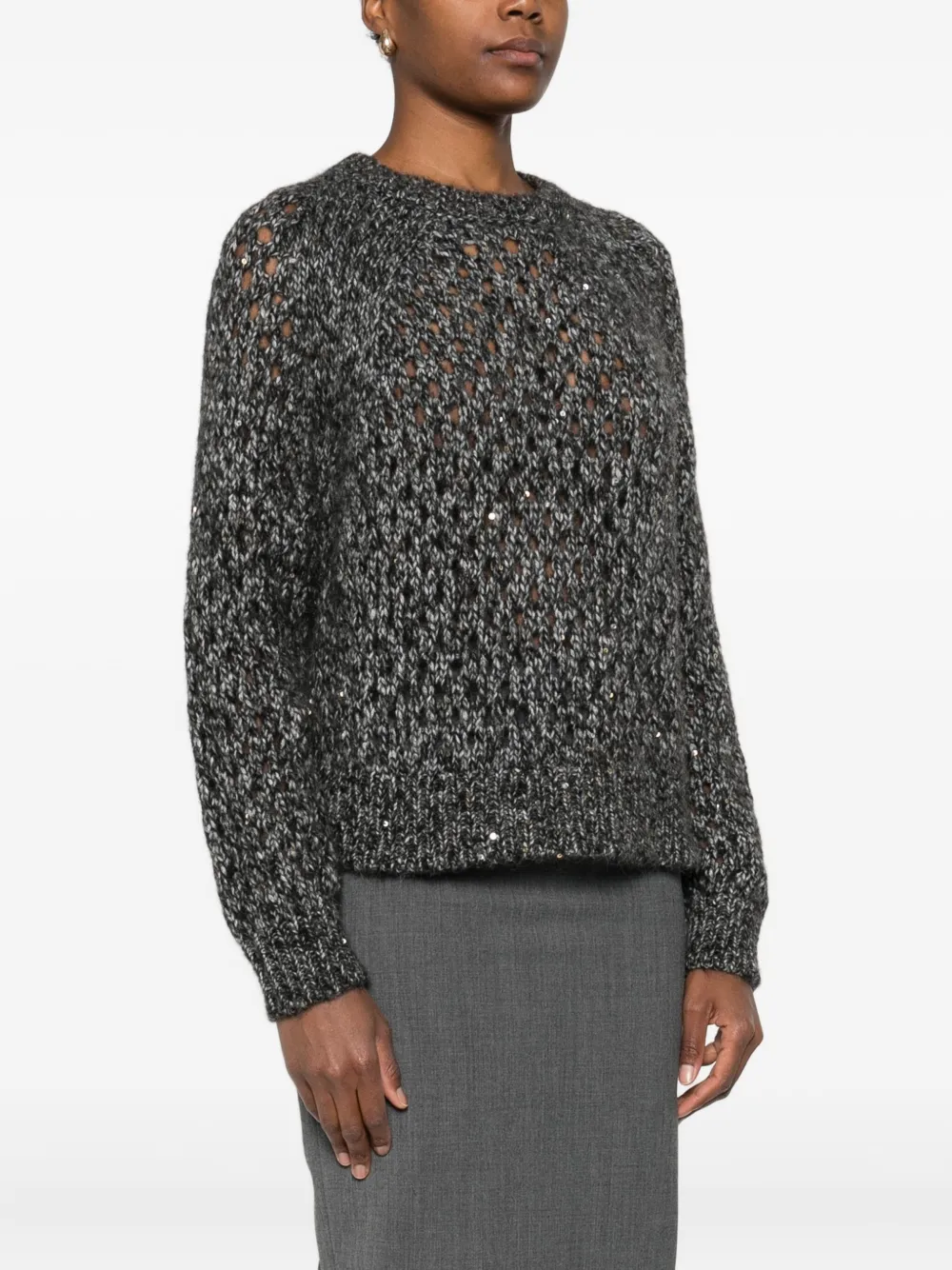 jucca approved Top met pailletten en ronde hals Grijs