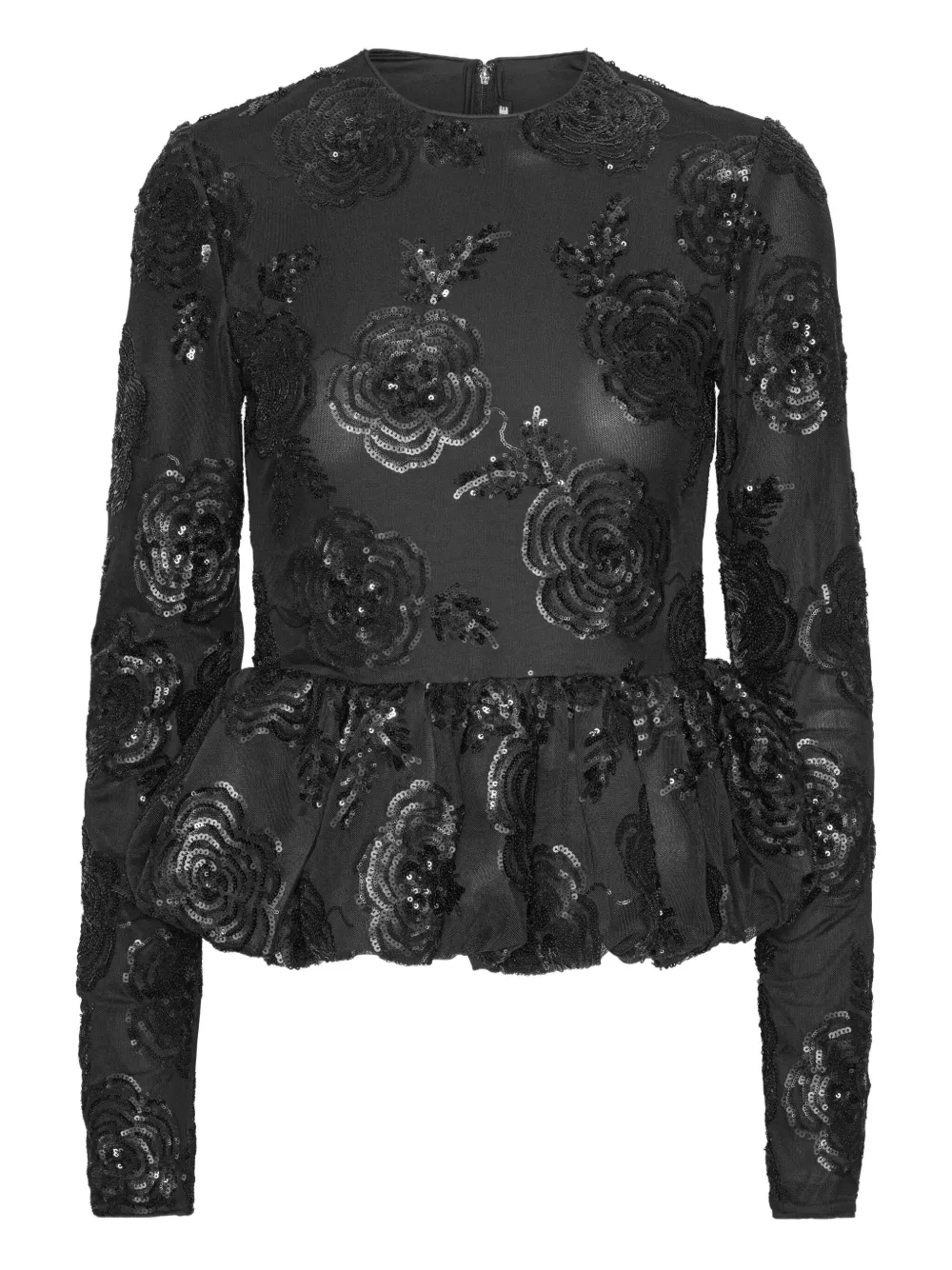 ROTATE BIRGER CHRISTENSEN sequin-embellished peplum-hem top | Black | Image 1