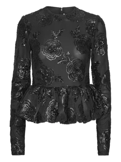 ROTATE BIRGER CHRISTENSEN sequin-embellished peplum-hem top