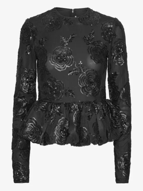ROTATE BIRGER CHRISTENSEN sequin-embellished peplum-hem top