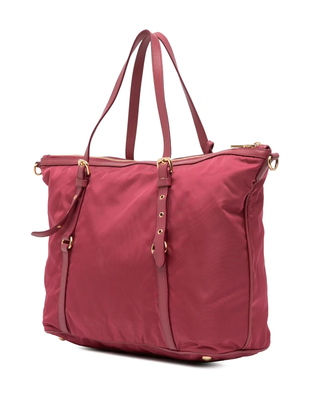Pre-owned Prada 2000-2025 Saffiano Trimmed Tessuto Satchel In Pink