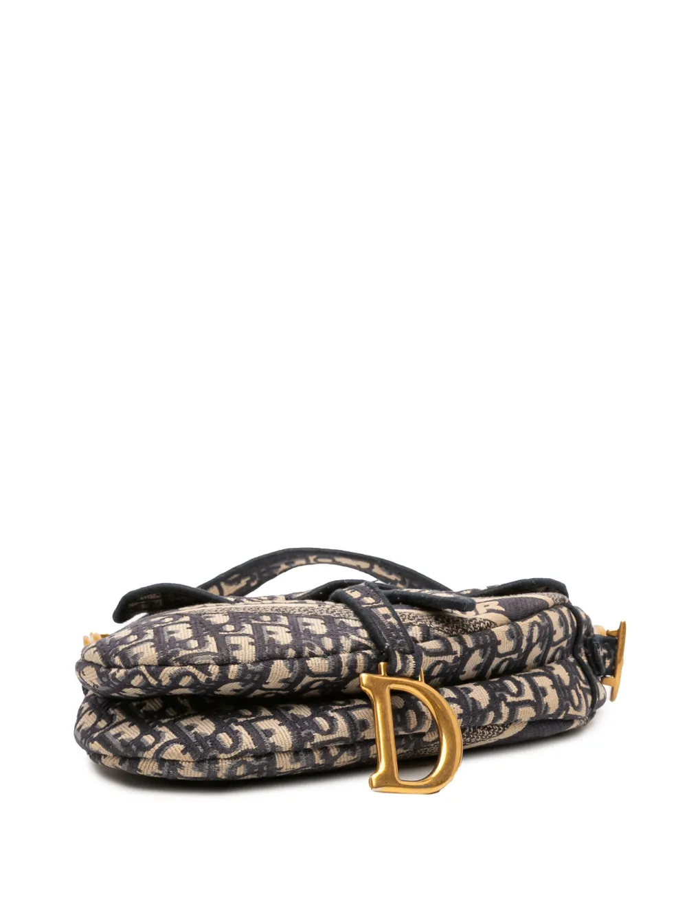Pre-owned Dior 2021 Oblique Embroidered Canvas Saddle Bag Shoulder Bag In Blue