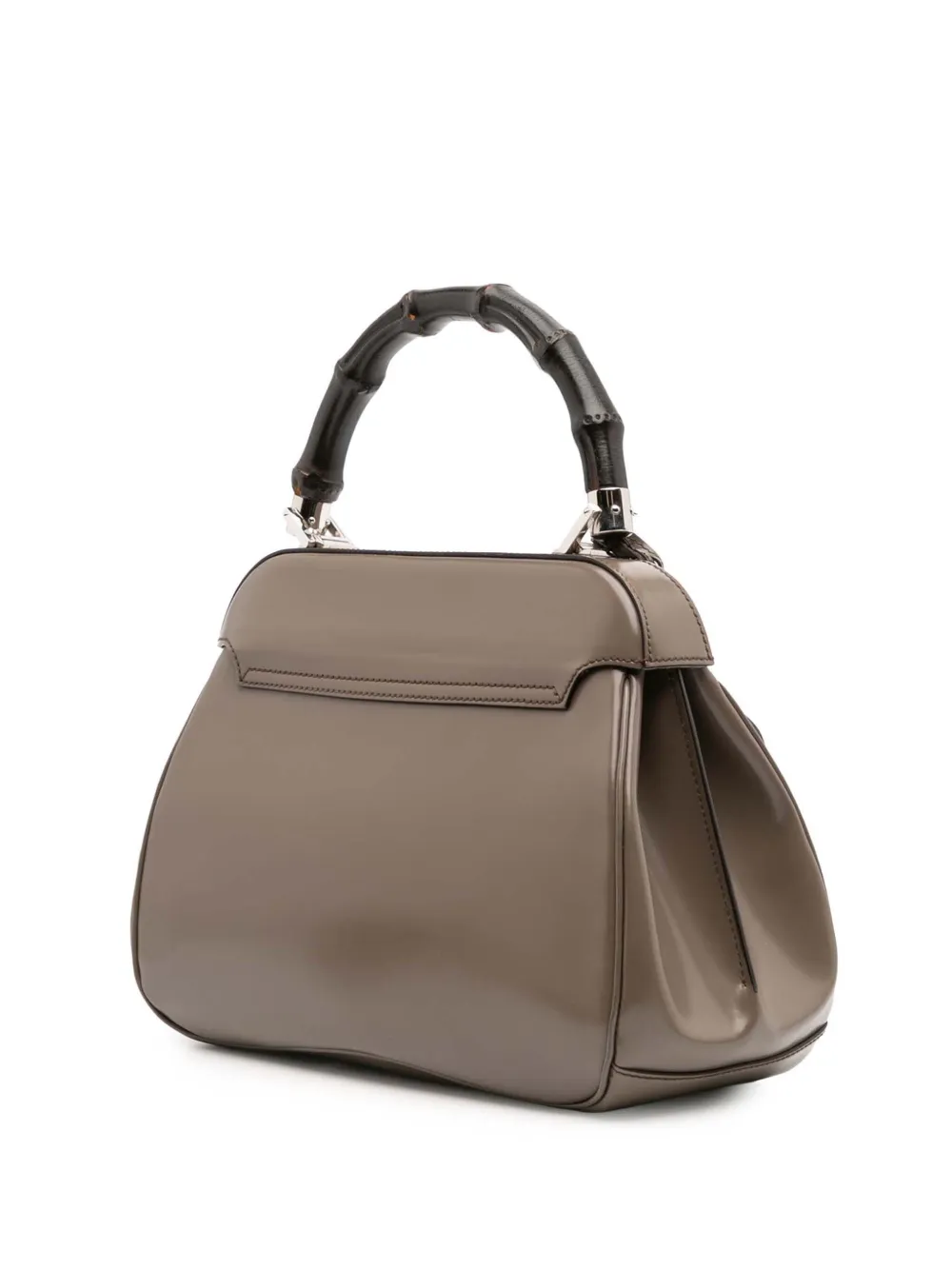 Pre-owned Gucci 2016-2025 Medium Smooth Calfskin Bamboo Lady Lock Handbag In Brown