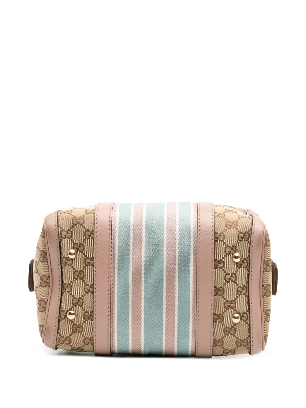 Pre-owned Gucci 2016-2025 Small Gg Canvas Web Joy Boston Bag Satchel In Pink