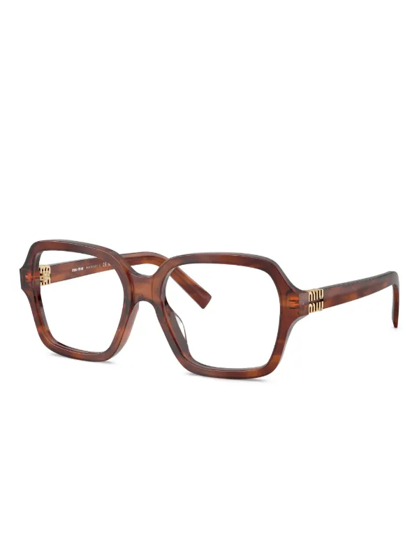 Miu Miu Eyewear ジオメトリックメガネフレーム | ブラウン | FARFETCH JP