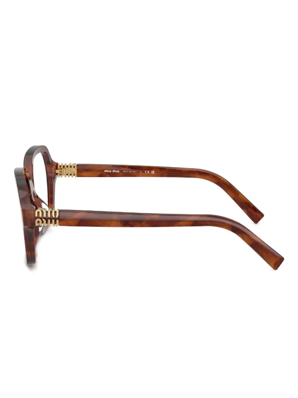 Miu Miu Eyewear ジオメトリックメガネフレーム | ブラウン | FARFETCH JP