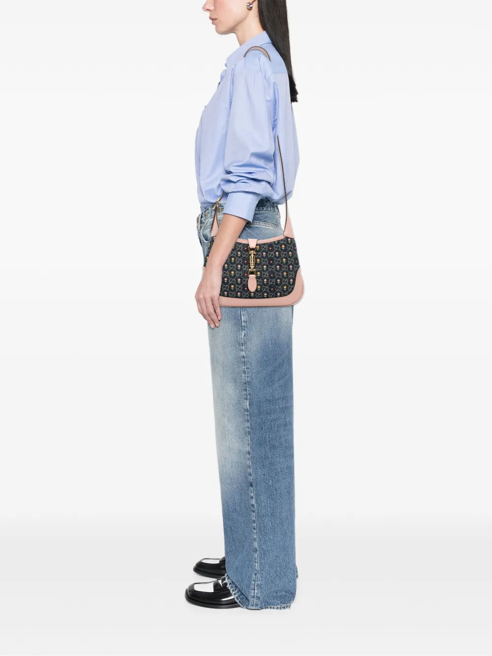 Gucci Pre-Owned 2016-2025 Limited Edition Small GG Denim Embroidered Floral Jackie 1961 crossbody bag | Pre-Owned | Image 2