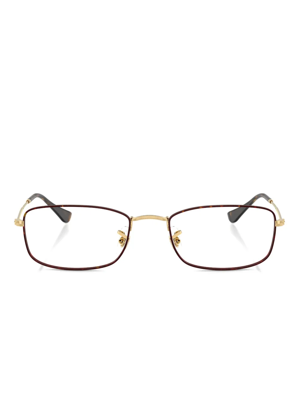 Ray Ban Rectangle-frame Glasses In Gold