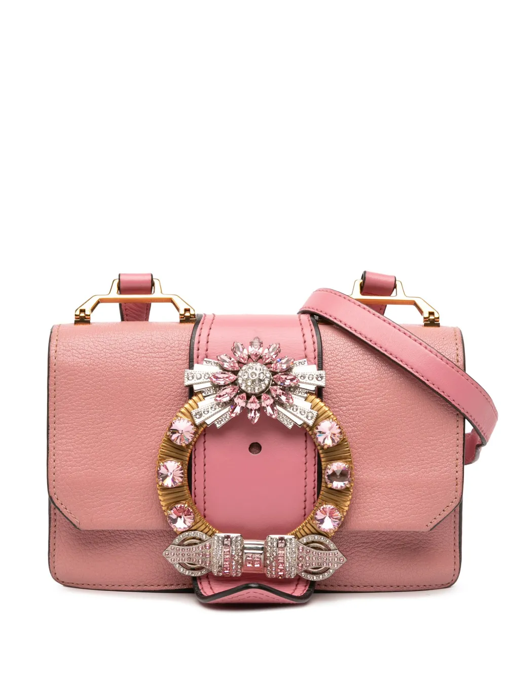Miu Miu Pre-Owned 2010-2025 Goatskin Madras Soft Calf Crystal Miu Miu Pre-Owned 2010-2025 Goatskin Madras Soft Calf Crystal