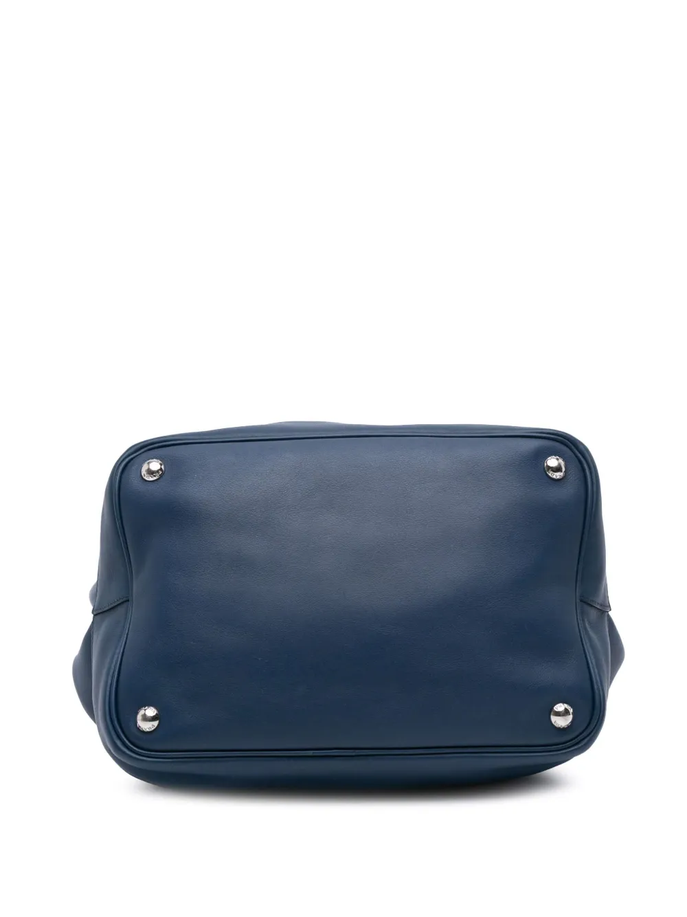 Pre-owned Prada 2013-2025 Soft Calf Tassel Convertible Drawstring Bucket Bag Satchel In Blue