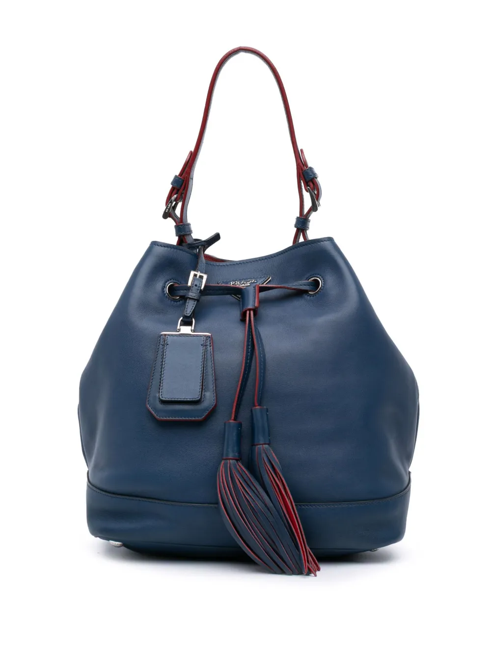 Prada Pre-Owned 2013-2025 Soft Calf Tassel Convertible Drawstring Prada Pre-Owned 2013-2025 Soft Calf Tassel Convertible Drawstring