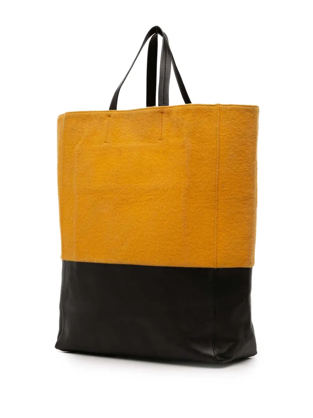 Pre-owned Celine 2012 Small Bicolor Suede And Calfskin Vertical Cabas Tote Bag In Orange