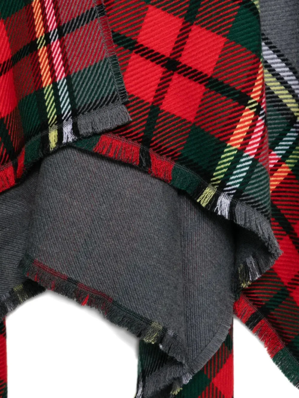 Vivienne Westwood Poncho met franje en tartan ruit Grijs