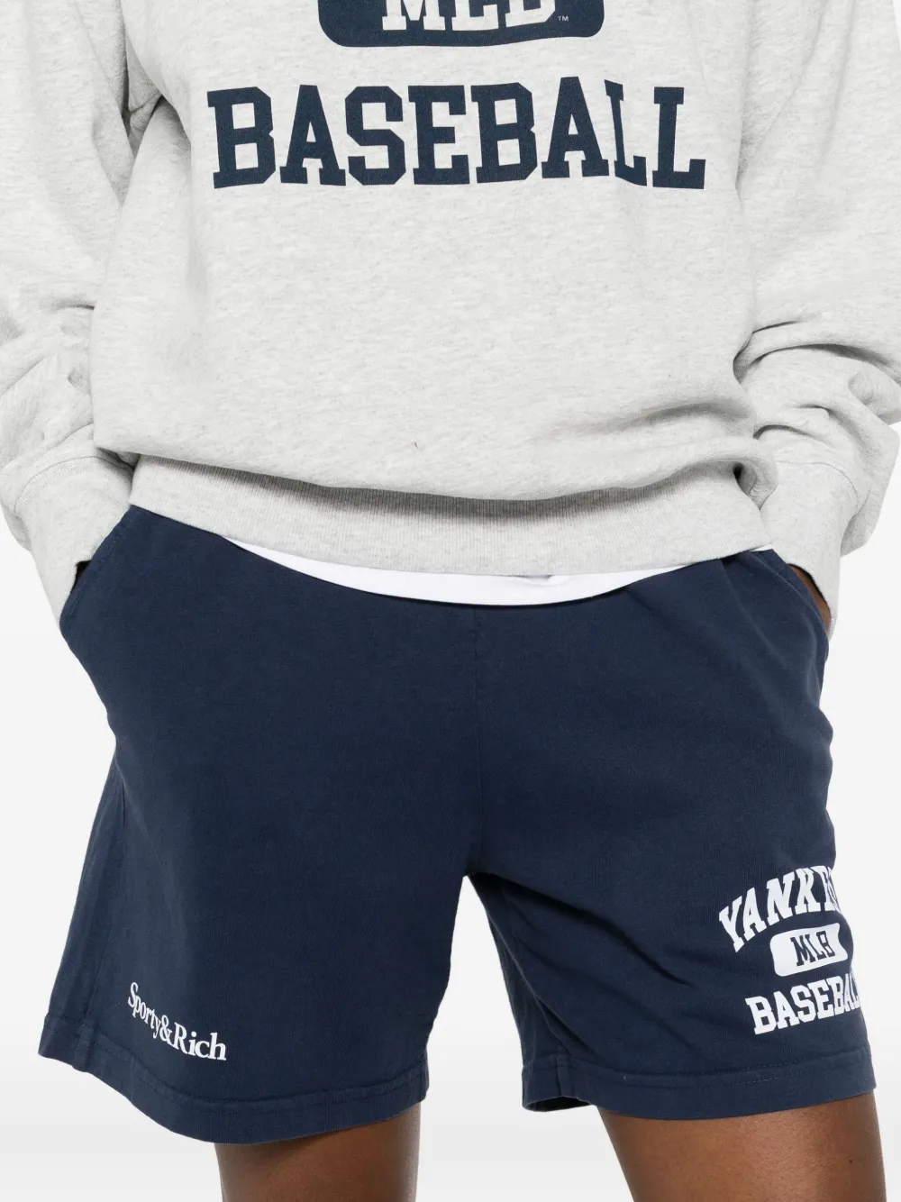 Sporty And Rich Elastic Waist Shorts In Blue