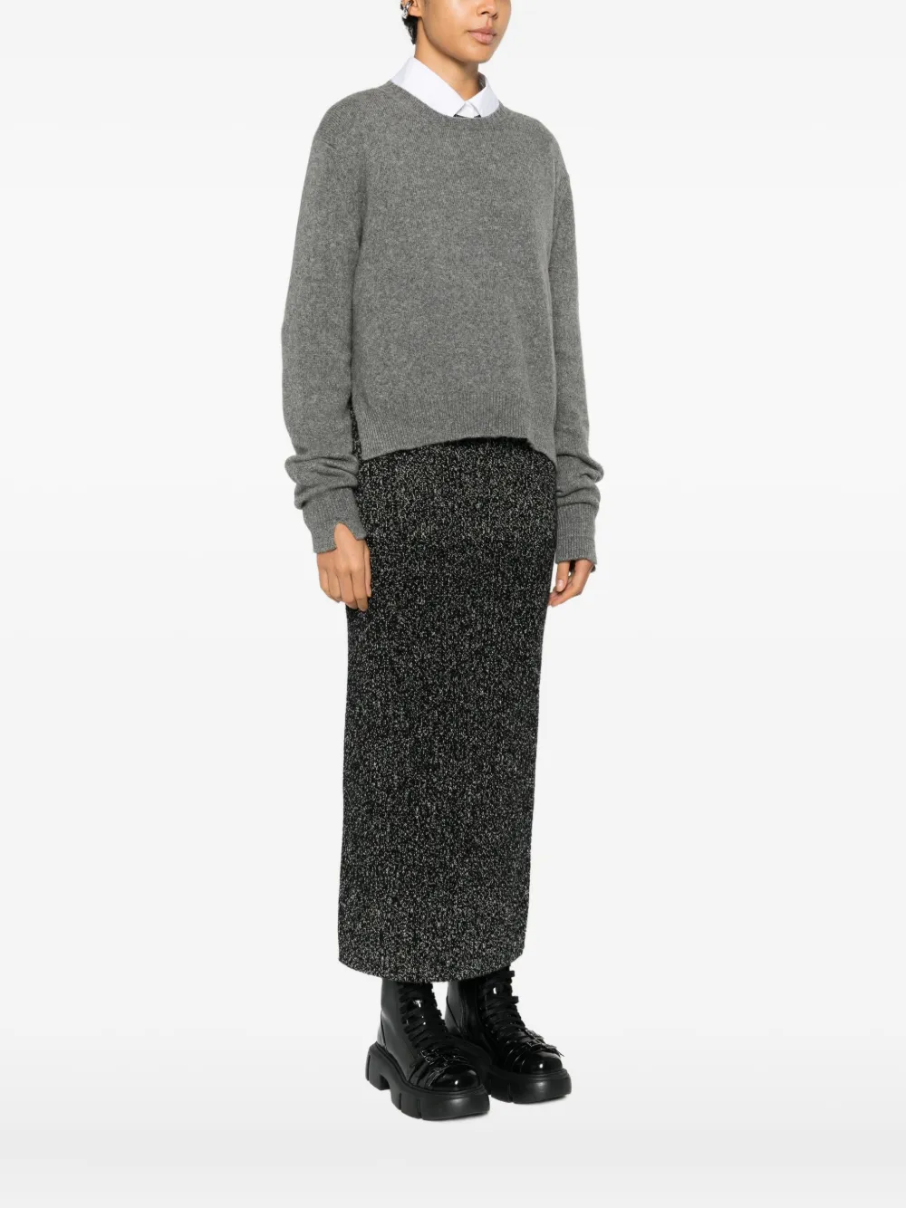 Plan C Crewneck Top In Gray