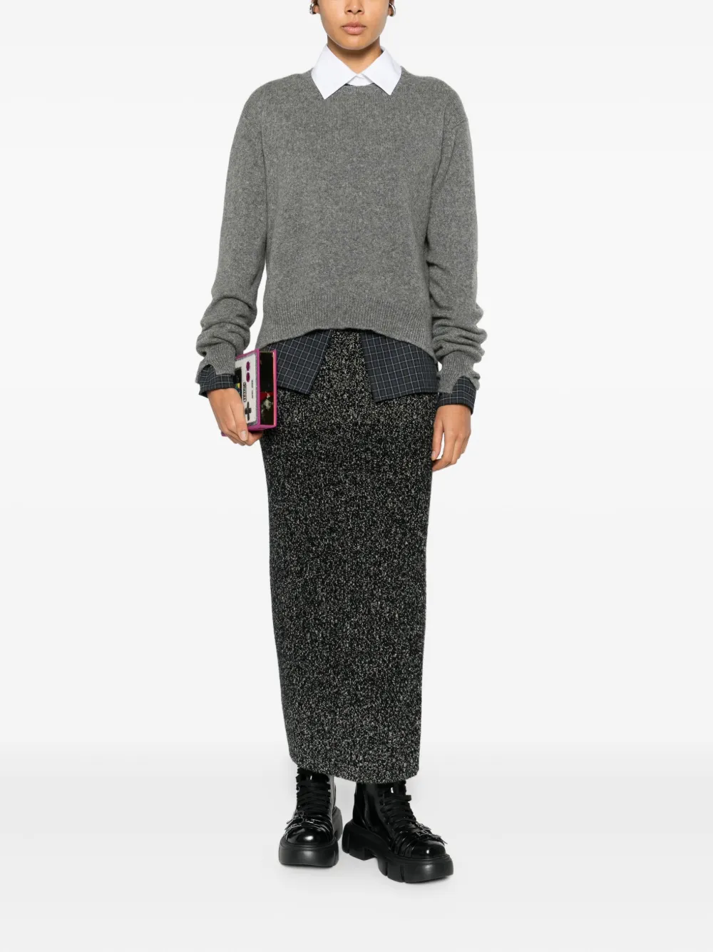 Plan C Crewneck Top In Gray