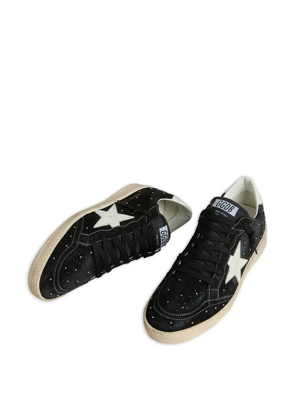 Golden Goose Ball Star sneakers in zwart suède met studs en witte leren ster
