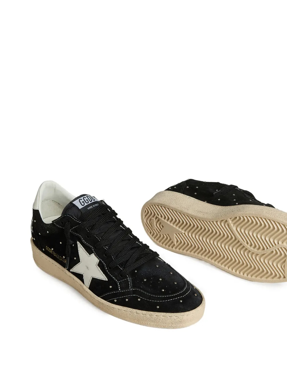 Golden Goose Ball Star sneakers in zwart suède met studs en witte leren ster