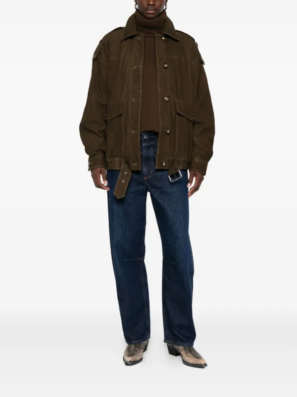 IRO Leather Jacket Green FARFETCH SG