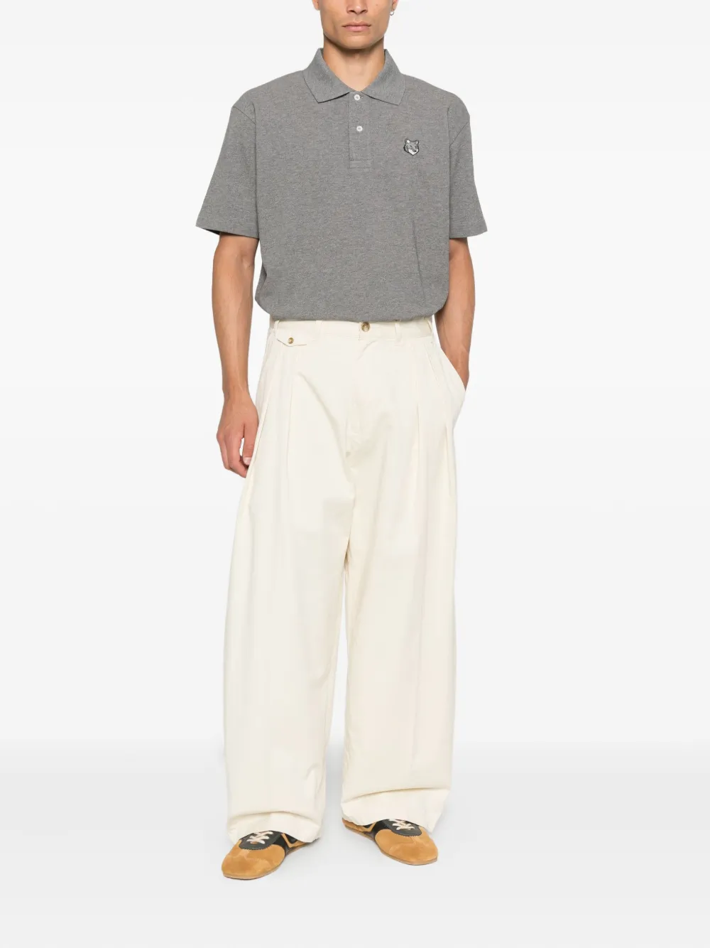 Maison Kitsuné logo-patch polo shirt - Grijs
