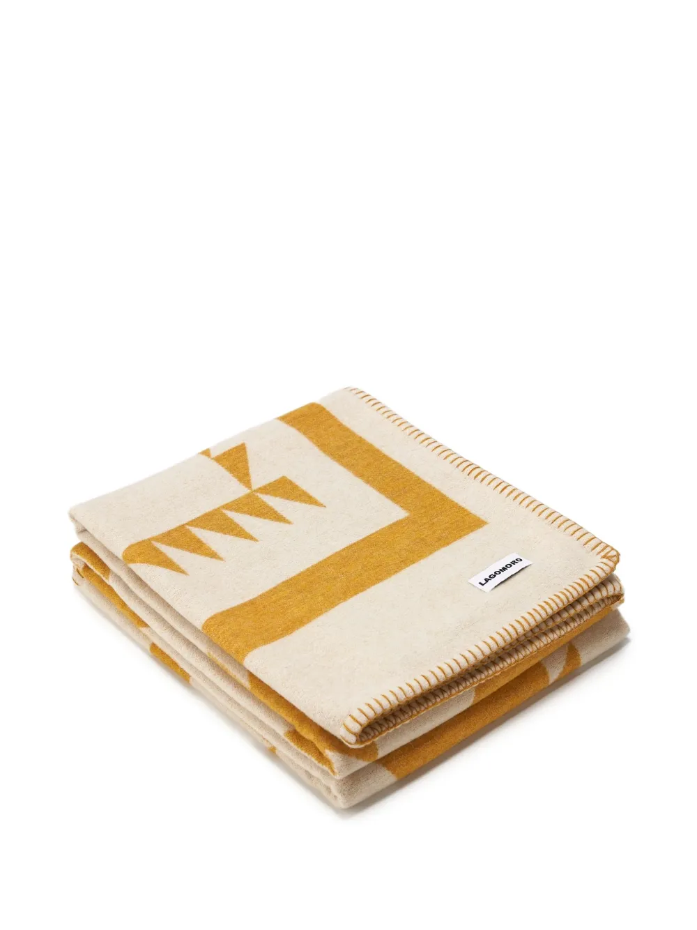 Lagomoro GECO deken met geometrisch patroon (200 cm x 140 cm) Beige