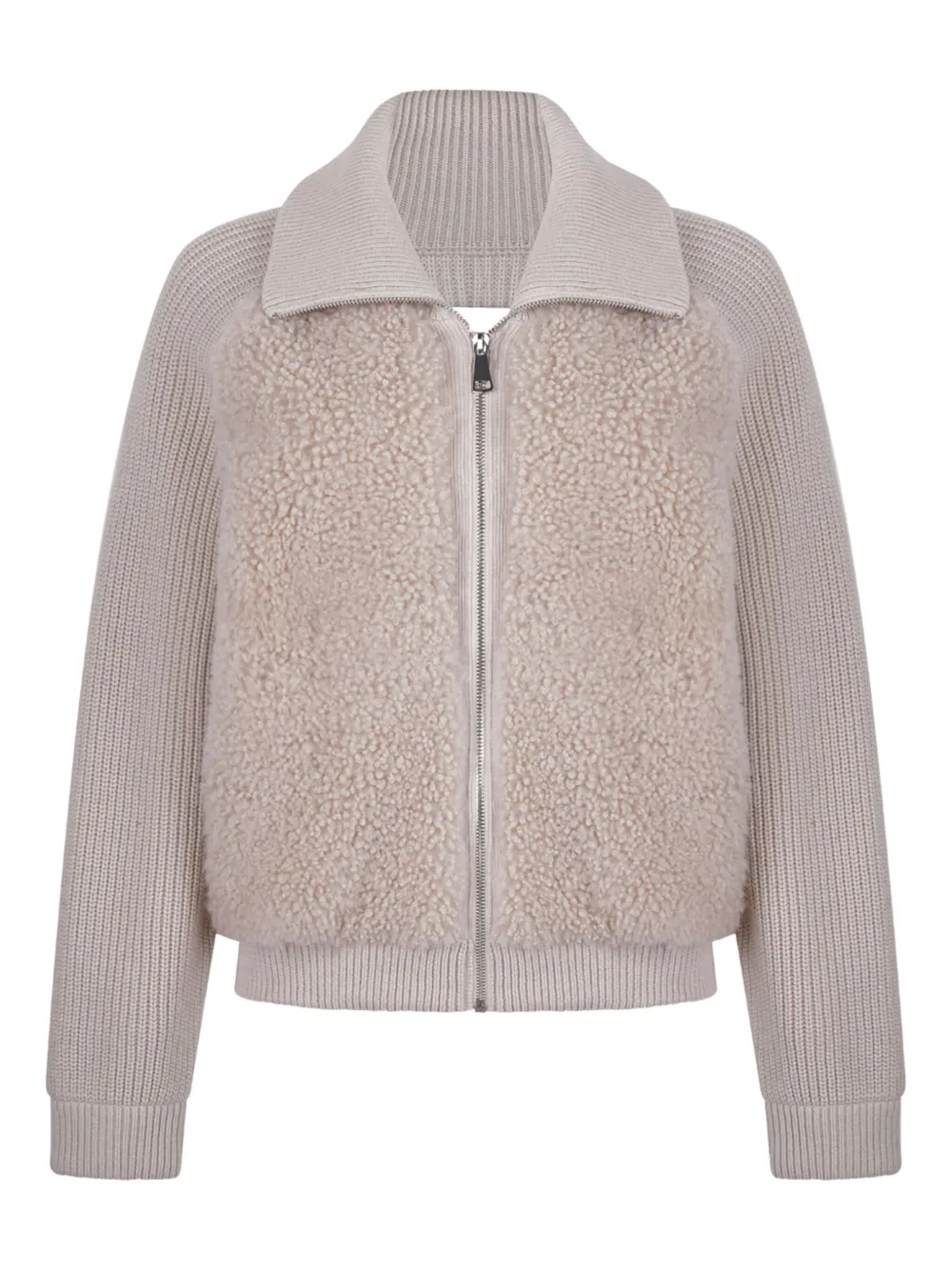 Antonio Arnesano zip-up shearling-panel cardigan | neutro | Image 1
