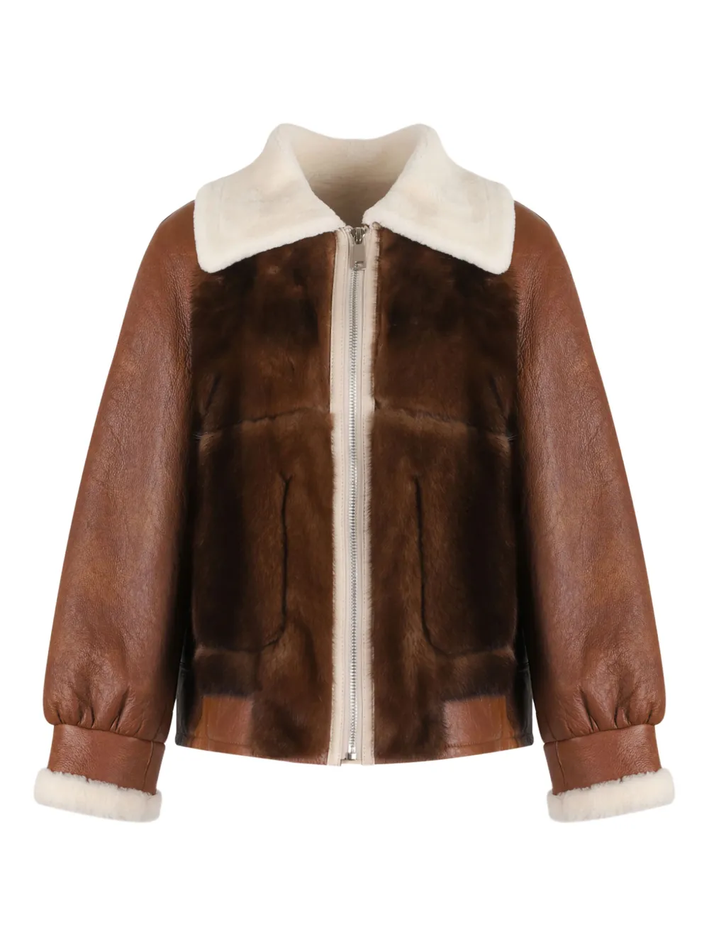 Antonio Arnesano Shearling-collar Zip-up Jacket In Brown