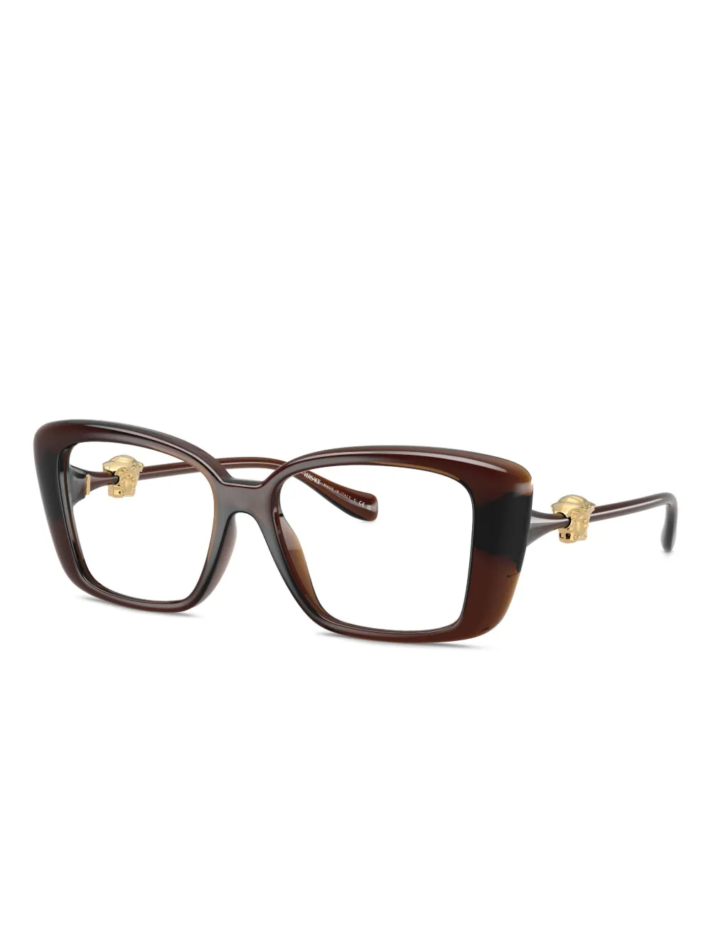 Versace Eyewear Medusa-detail Square-frame Glasses - Brown 