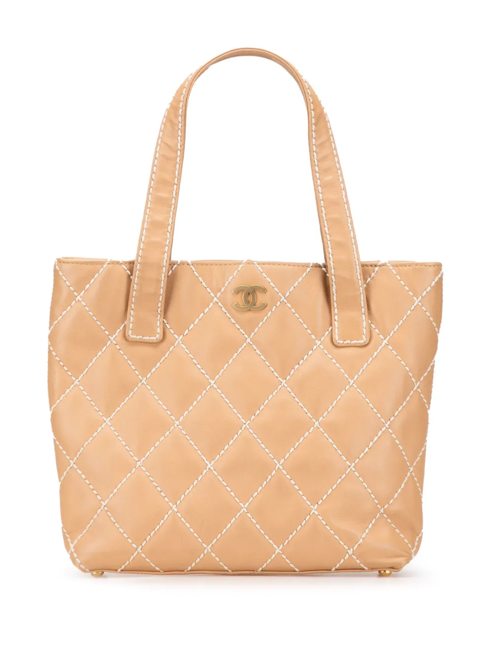 CHANEL Pre-Owned 2003-2004 Small CC Calfskin Wild Stitch tote bag - CHANEL Pre-Owned 2003-2004 Small CC Calfskin Wild Stitch tote bag -