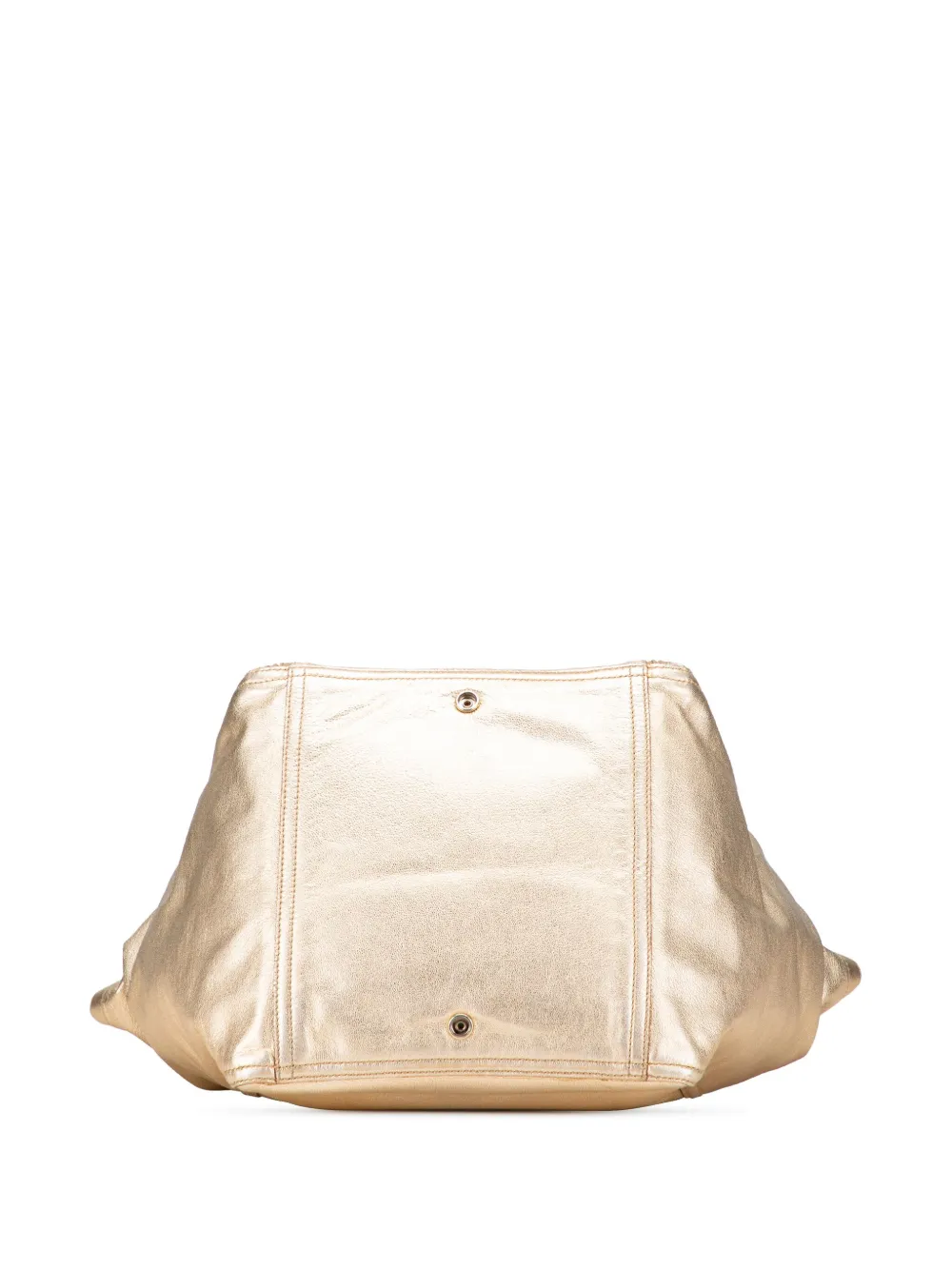 Pre-owned Saint Laurent 2000-2012 Medium Leather Downtown Tote Satchel In Gold