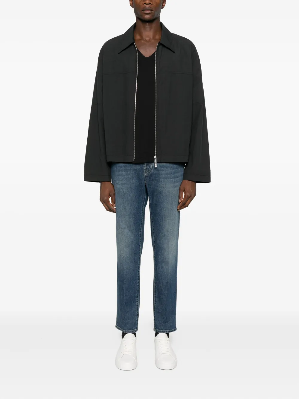Sunspel T-shirt met V-hals - BKAA BLACK