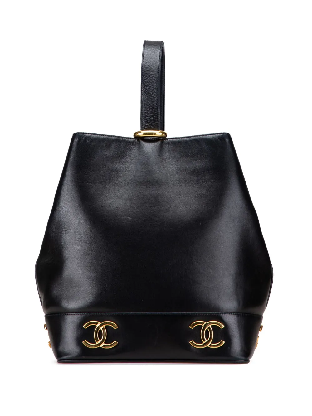 CHANEL Pre-Owned 1991-1994 Triple CC Lambskin bucket bag - ブラック CHANEL Pre-Owned 1991-1994 Triple CC Lambskin bucket bag - ブラック