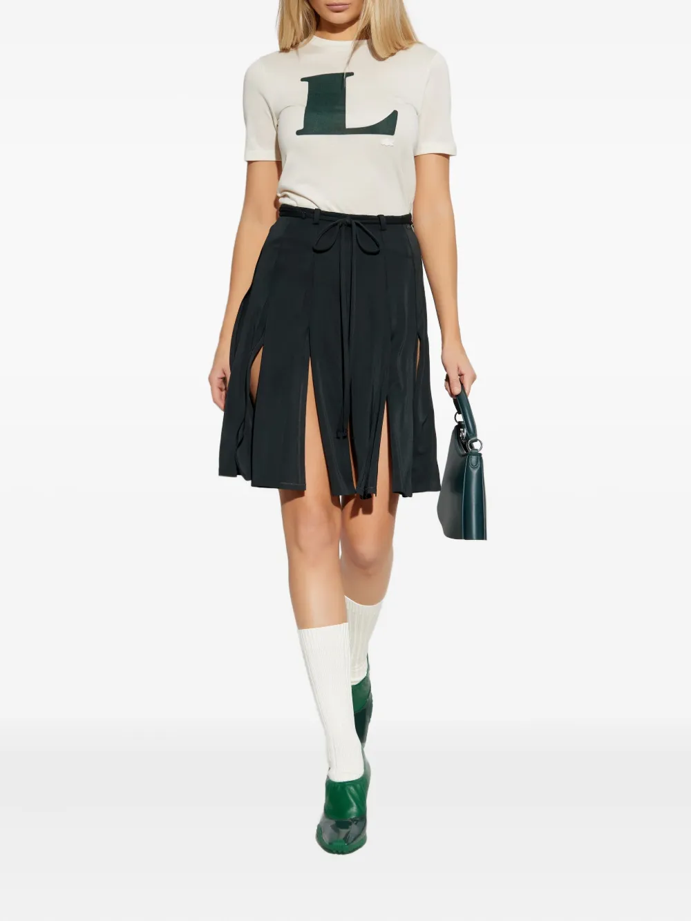 Lacoste tie-waist midi skirt - Groen