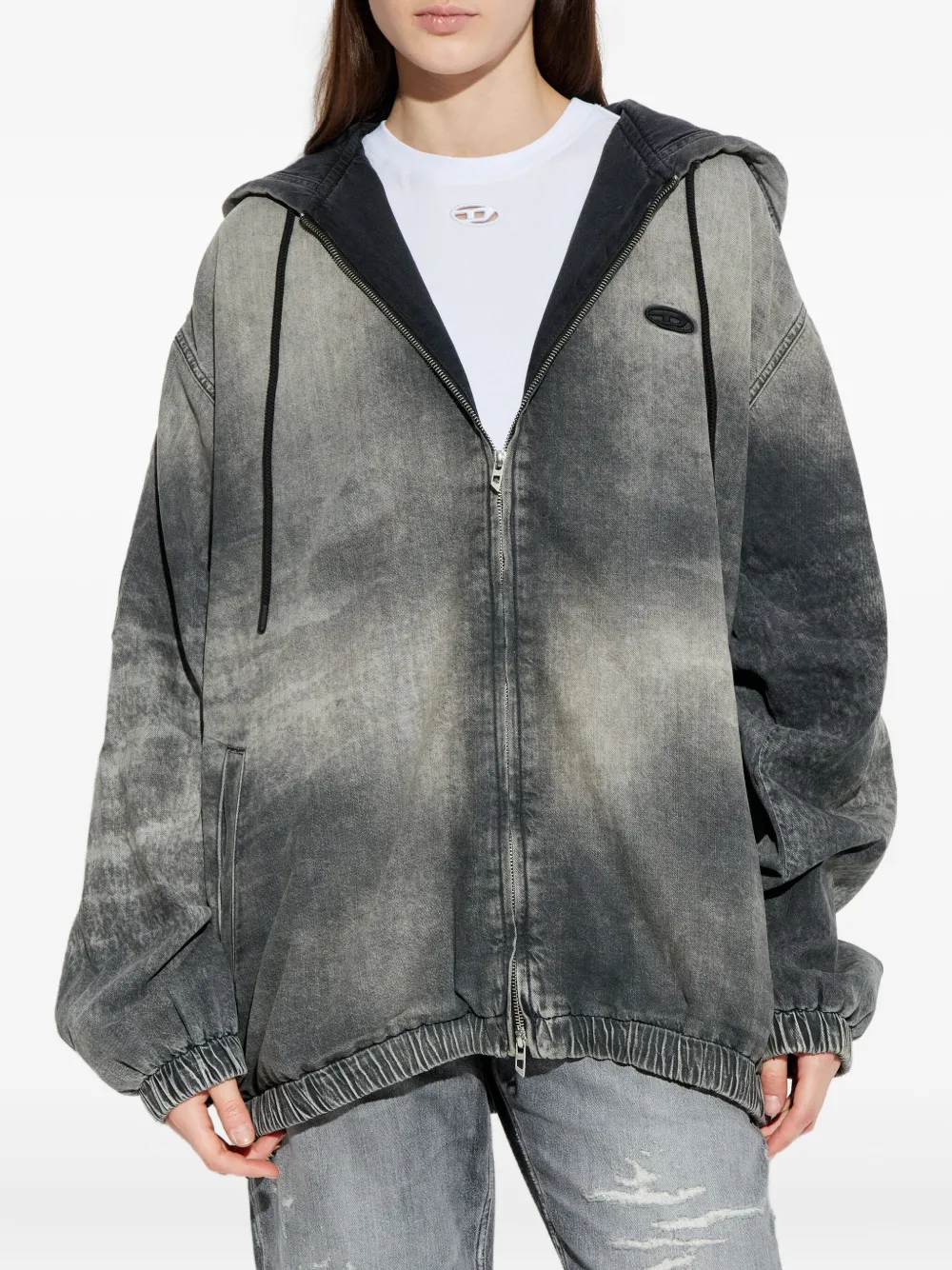 Diesel D-Offy-S jack met capuchon en rits Grijs