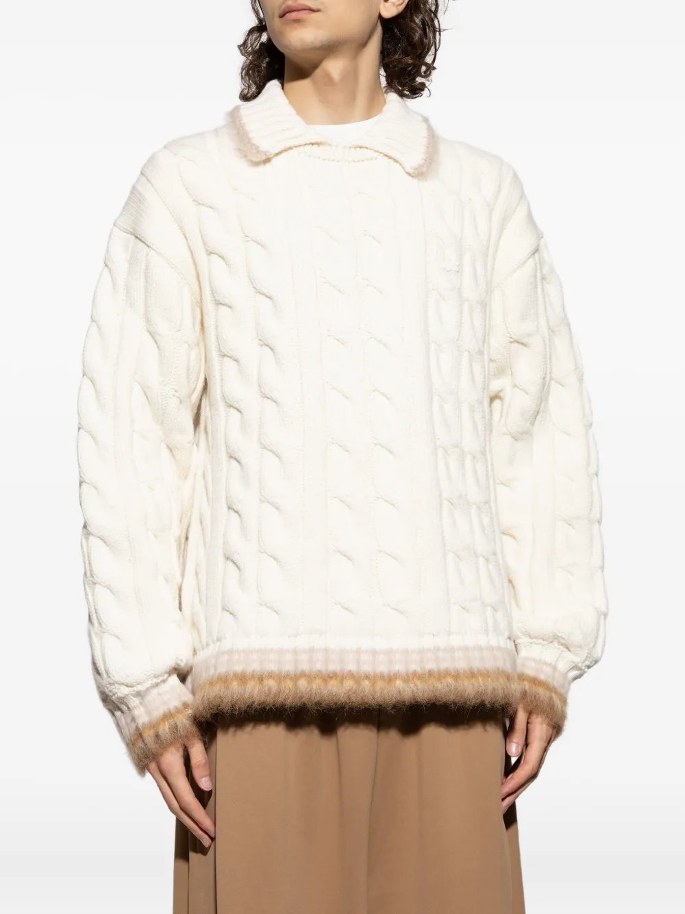 Lacoste Kabelgebreide trui Wit