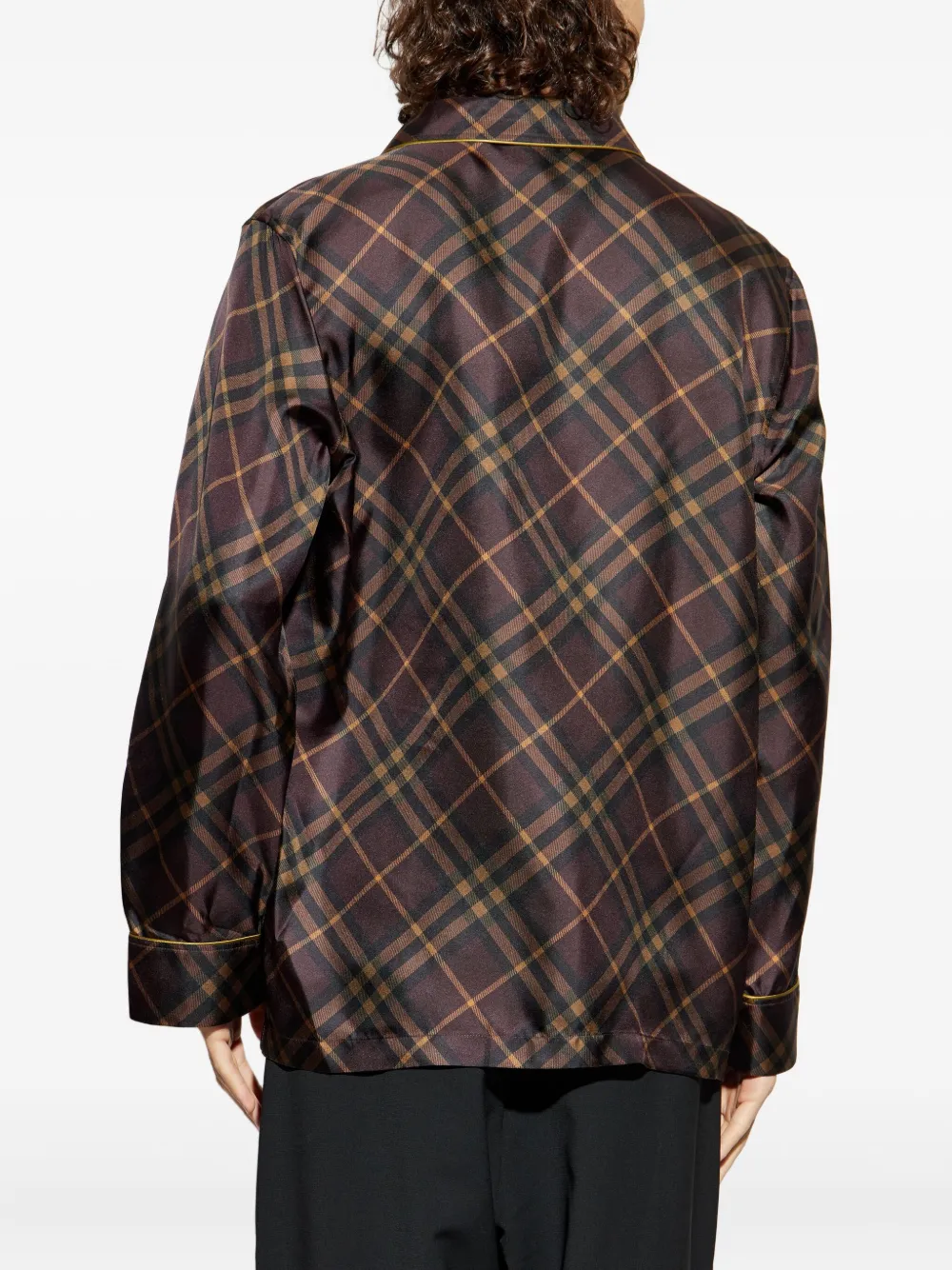 Burberry Geruit overhemd met borstzak Bruin