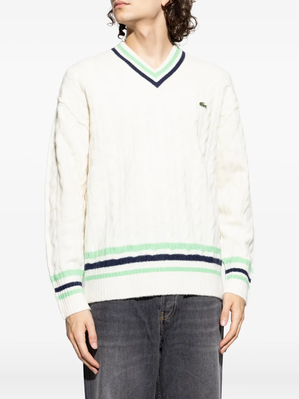 Lacoste Kabelgebreide trui Wit