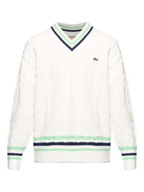 Lacoste V-neck cable-knit jumper